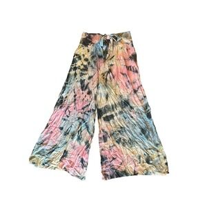 Raviya Cover-Up Pant Women's L Multicolor Tie-Dye Wide Leg Drawstring Flat Front